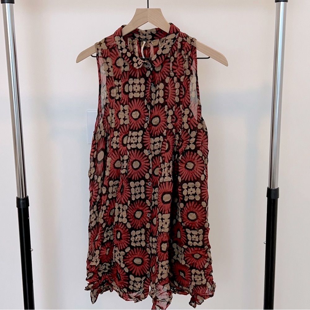 Free People Floral Print Tunic Shirt Dress Size M